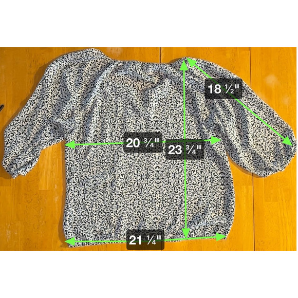 Laundry by Shelli Segal Blue Blouse 3/4 Sleeve All-over‎ Print Size L - Picture 3 of 7